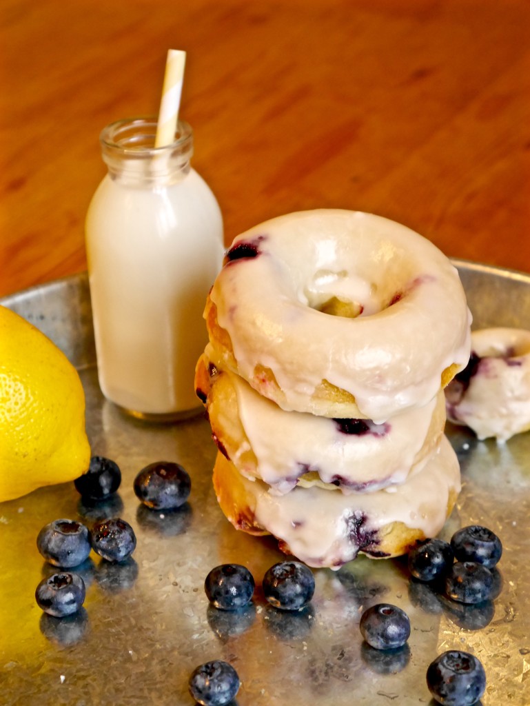 Baked Blueberry Lemon Glazed Doughnuts